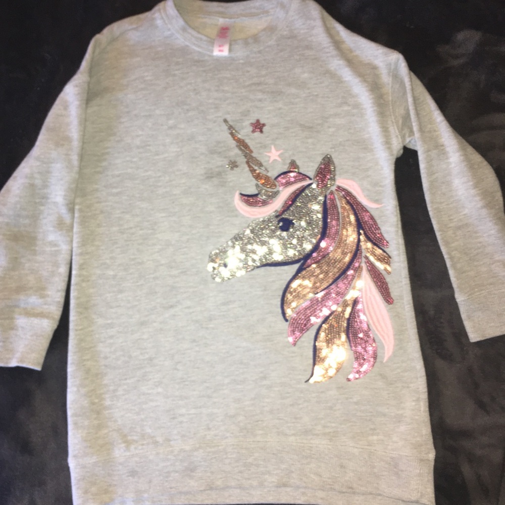 Justice Long Sweater Top size 6/7 UNICORN